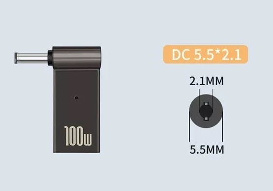 Adaptador de Carga para Laptop: USB-C Hembra a DC Macho de 100W