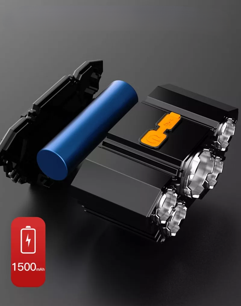 Linterna Frontal Recargable de 5 LEDs con 4 Modos y Batería 18650