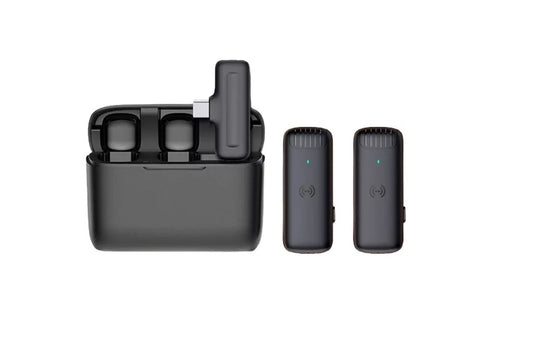 Micrófono Profesional Inalámbrico Dual con Conexión Tipo C - Color Negro
