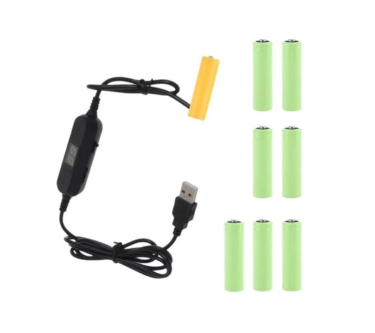 Eliminador de Baterías AA USB: Convierte 5V a 1.5V-12V Ajustable hasta 8 Baterías