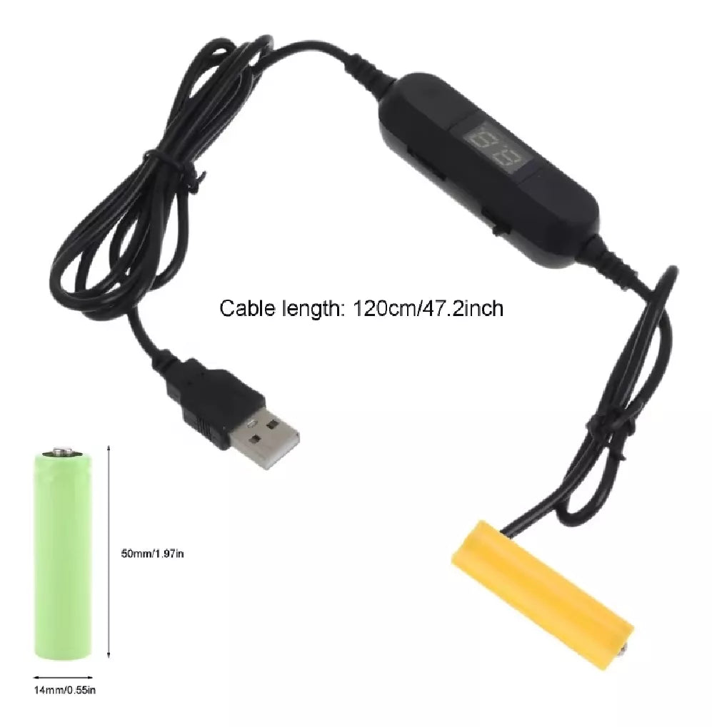 Eliminador de Baterías AA USB: Convierte 5V a 1.5V-12V Ajustable hasta 8 Baterías