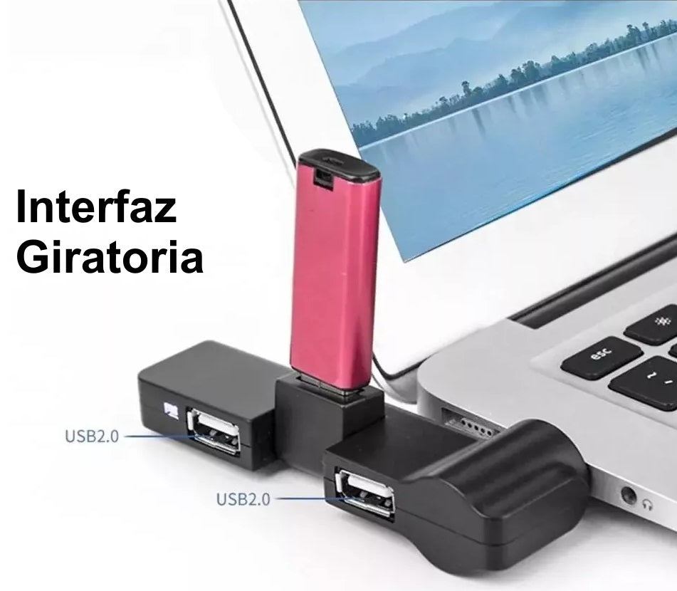 Hub USB Multipuerto de 4 Puertos con Conector Giratorio USB 2.0