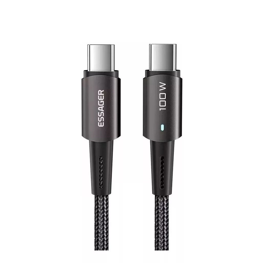 Cable USB-C a USB-C de 2 Metros, 100W, Carga Rápida para Celulares y Laptops