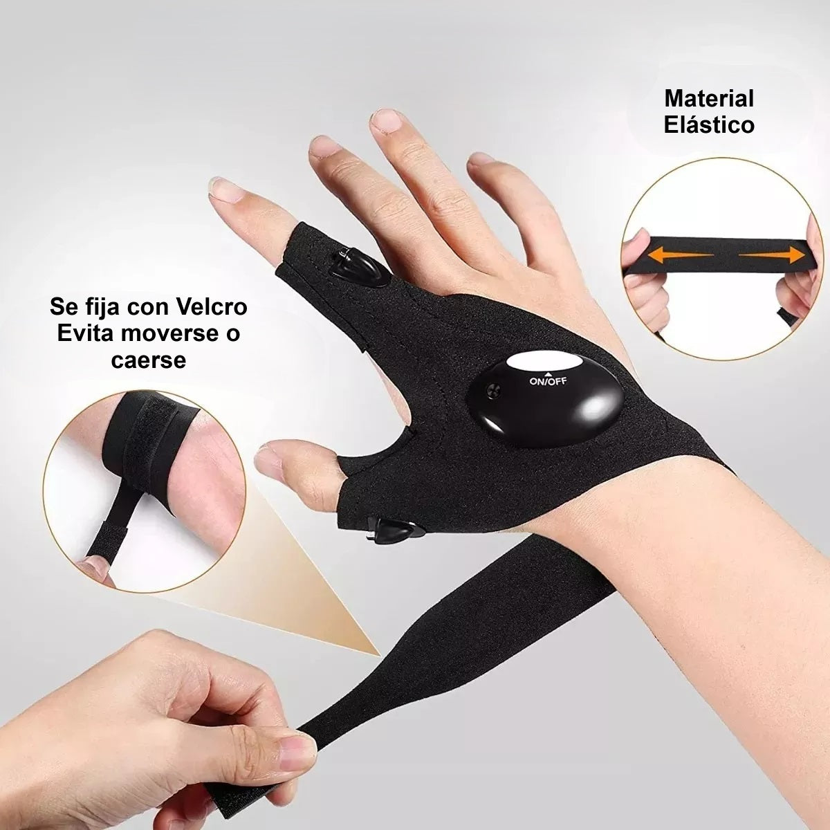 Guantes Linterna con Doble LED para Mano Derecha e Izquierda