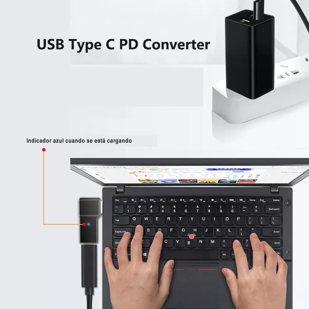 Adaptador de Carga para Laptop: USB-C Hembra a DC Macho de 100W