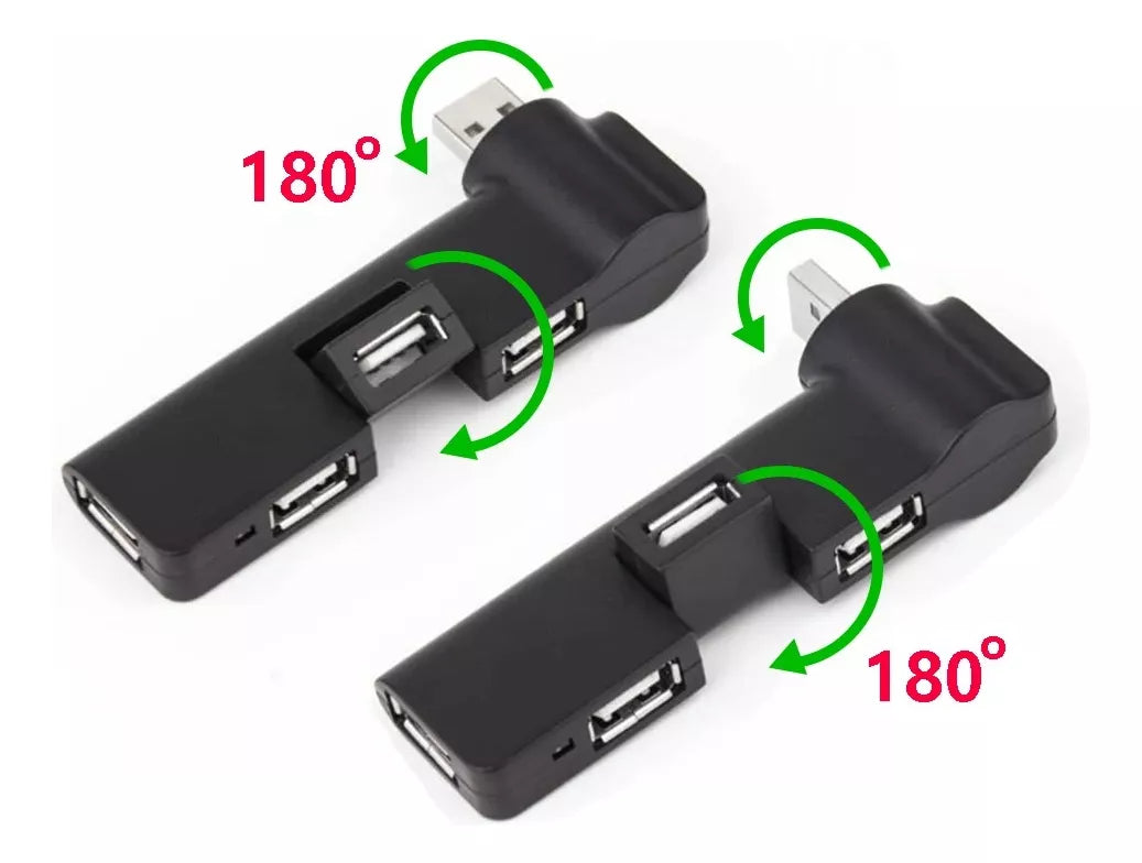 Hub USB Multipuerto de 4 Puertos con Conector Giratorio USB 2.0