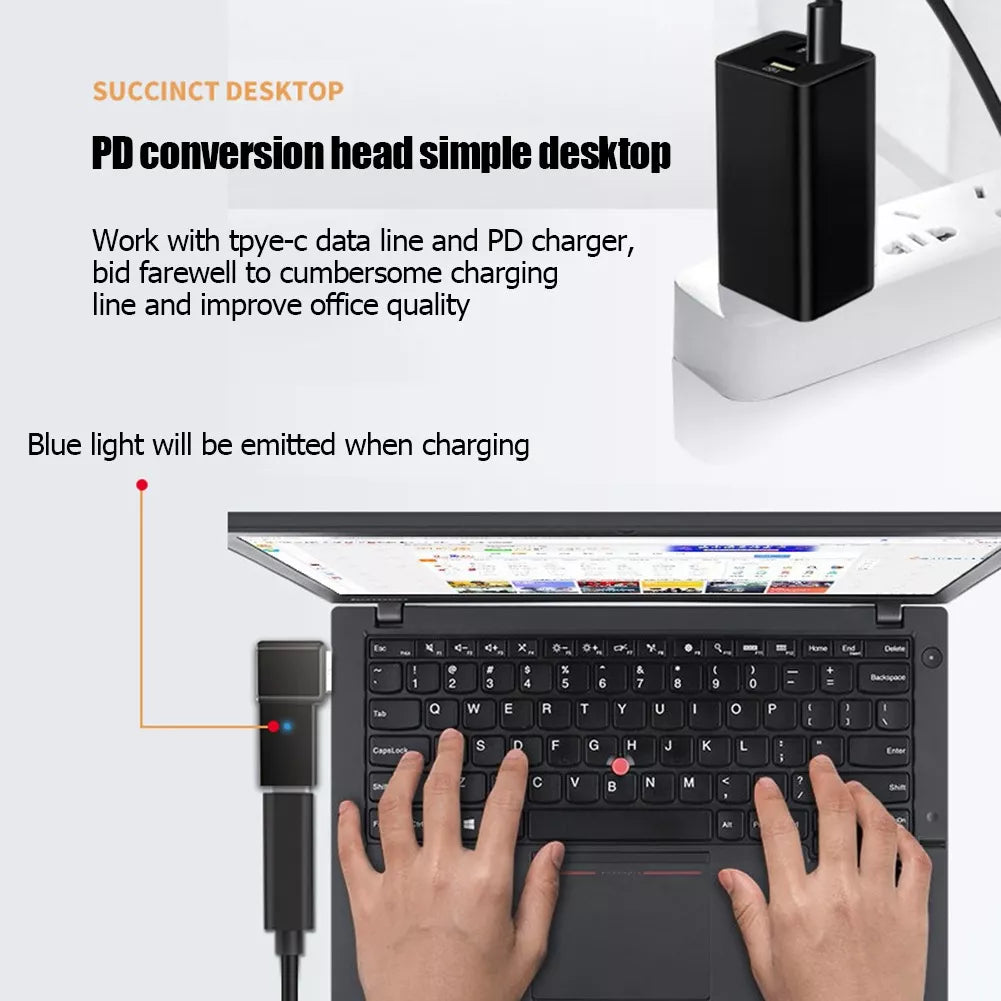 Adaptador de Carga para Laptop: USB-C Hembra a CC Macho 100W para Lenovo