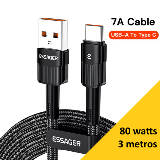 Cable USB-A a USB-C de 3 metros Carga rápida 80W (11V/7.3A)
