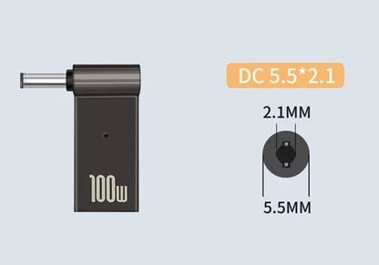 Adaptador de Carga para Laptop: USB-C Hembra a DC Macho de 100W