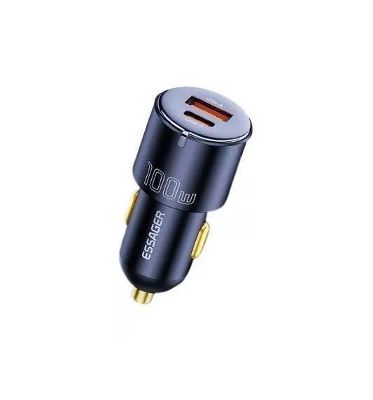 Cargador Rápido para Auto de hasta 65W con Puertos USB-C y USB-A para Celular, Tablets y/o Laptops