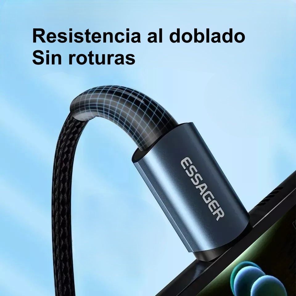 Cable USB-C a USB-C de 2 Metros, 100W, Carga Rápida para Celulares y Laptops