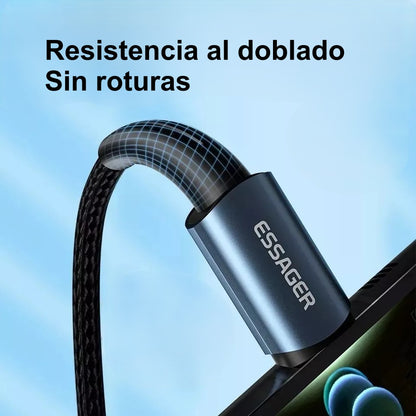 Cable USB-C a USB-C de 2 Metros, 100W, Carga Rápida para Celulares y Laptops