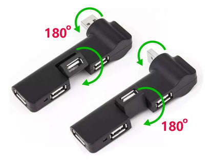 Hub USB Multipuerto de 4 Puertos con Conector Giratorio USB 2.0